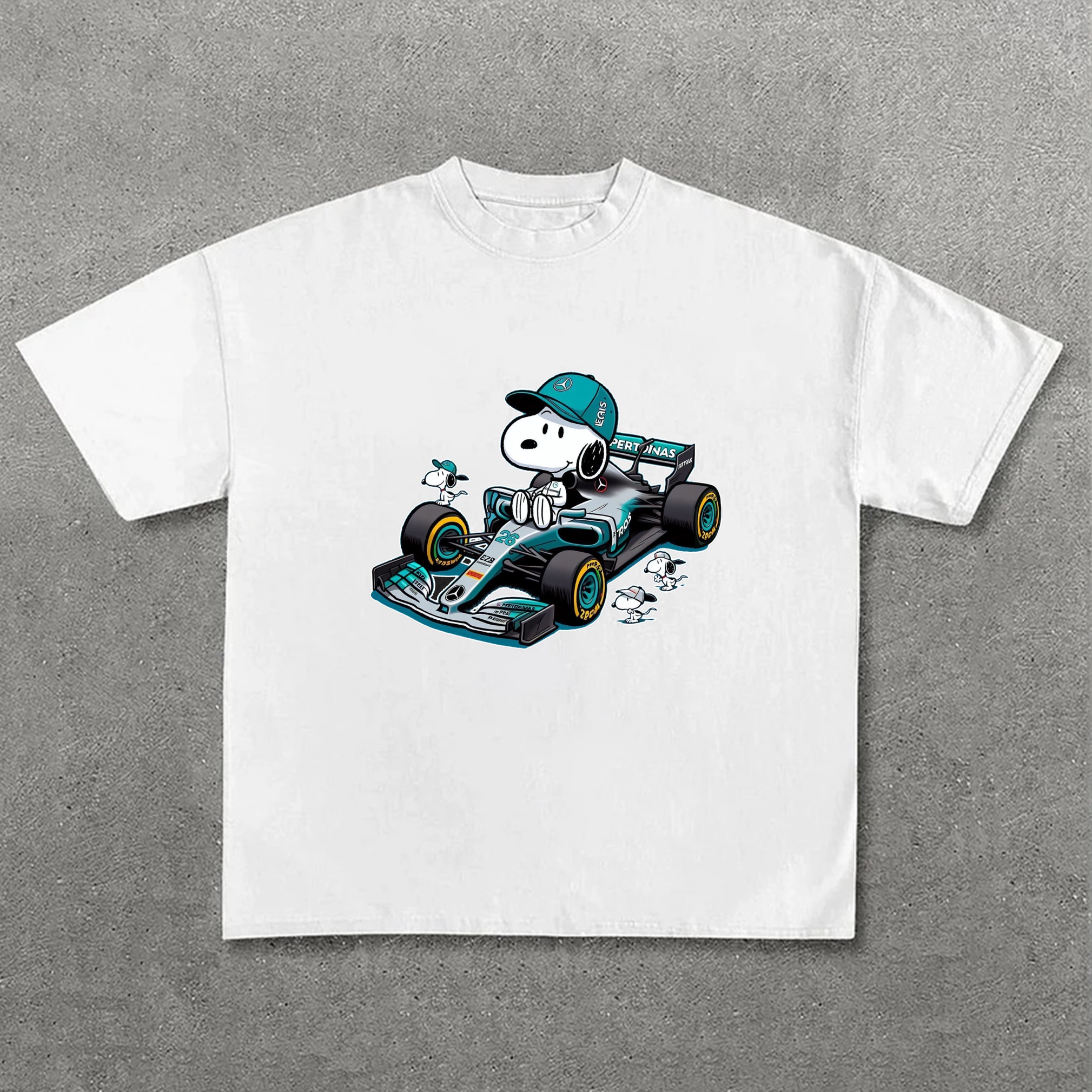 Popular Racing Team × Cartoon Character Printed Pure Cotton Casual T-Shirt 02