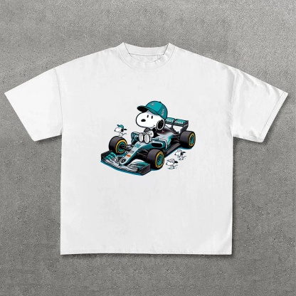 Popular Racing Team × Cartoon Character Printed Pure Cotton Casual T-Shirt 02