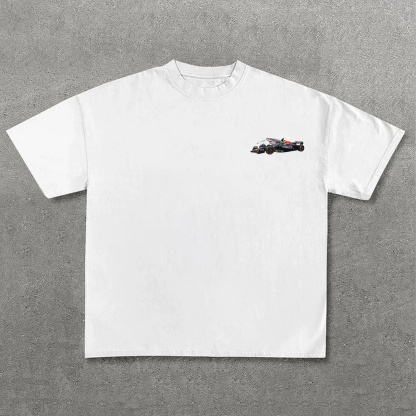 Casual Retro Street Racing Printed Short Sleeves 12