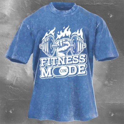 Fitness Print Washed Vintage Short Sleeves 02