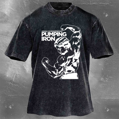 Fitness Print Washed Vintage Short Sleeves 03