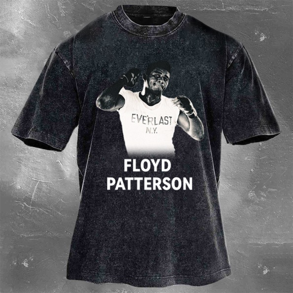 Classic Popular Boxing Star Print Washed Retro Short Sleeves 09