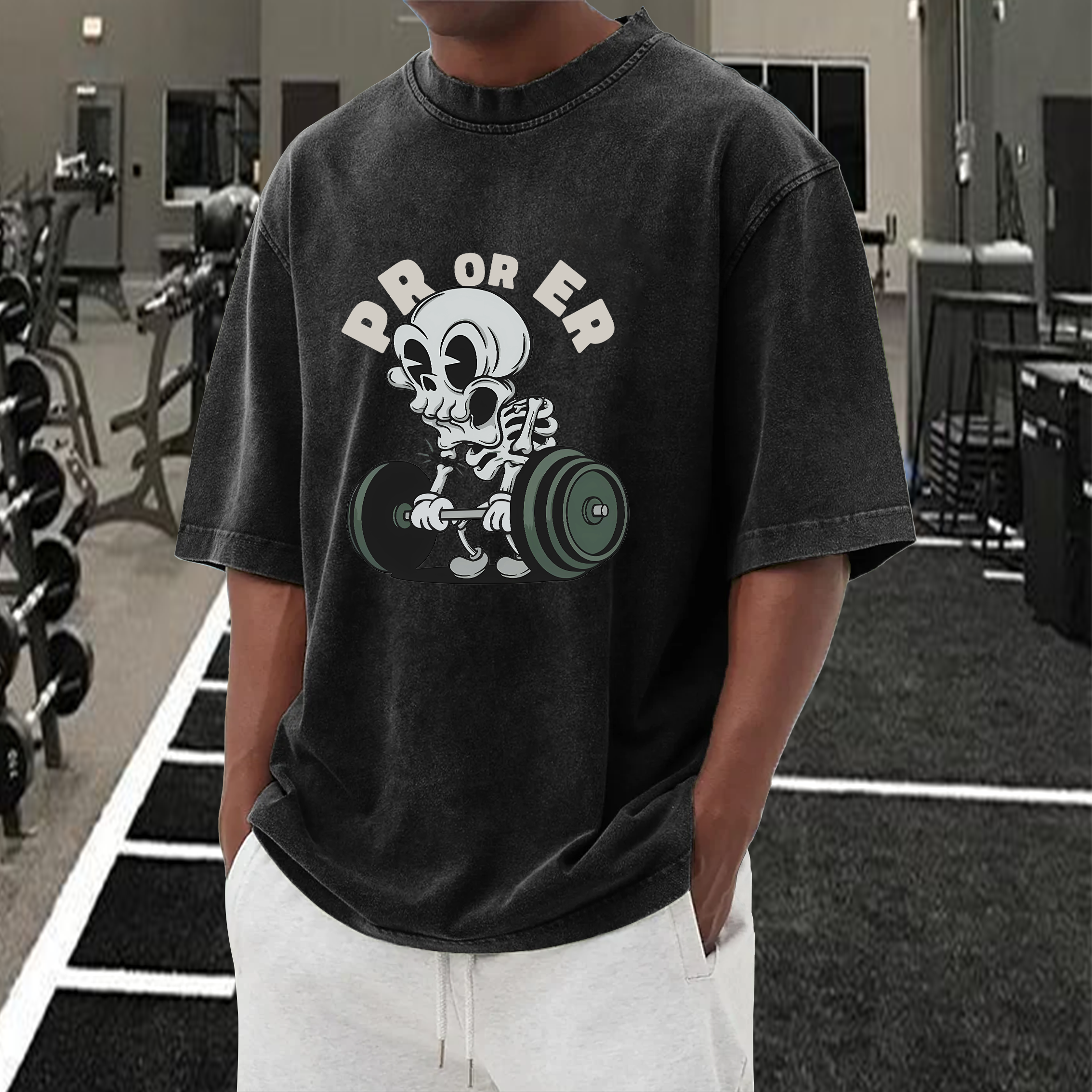 PR OR ER Men's washed T-shirt