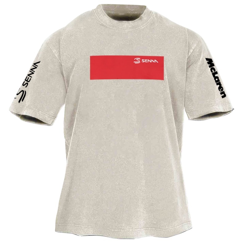 Popular Racing Driver Print Washed Retro Casual T-Shirt 02