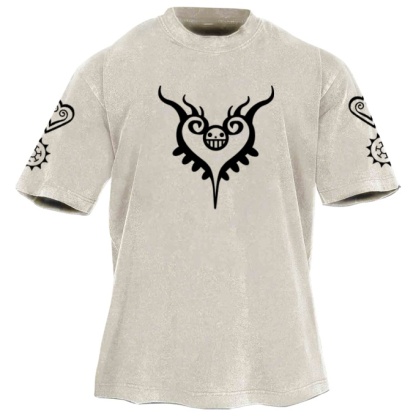 Classic Popular Anime Print Retro Washed Short Sleeves 02