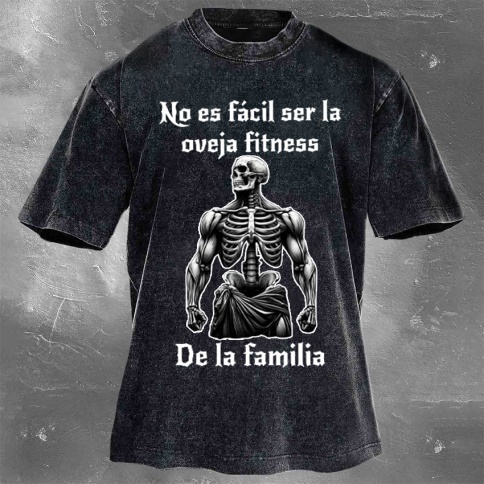 Fitness Print Washed Vintage Short Sleeves 06