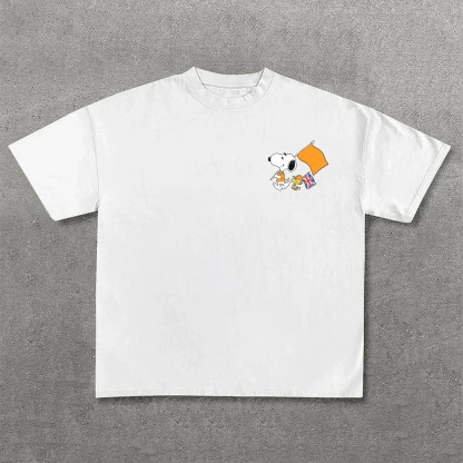 Cartoon Character Print × Racing Print Street Casual Cotton T-Shirt 06