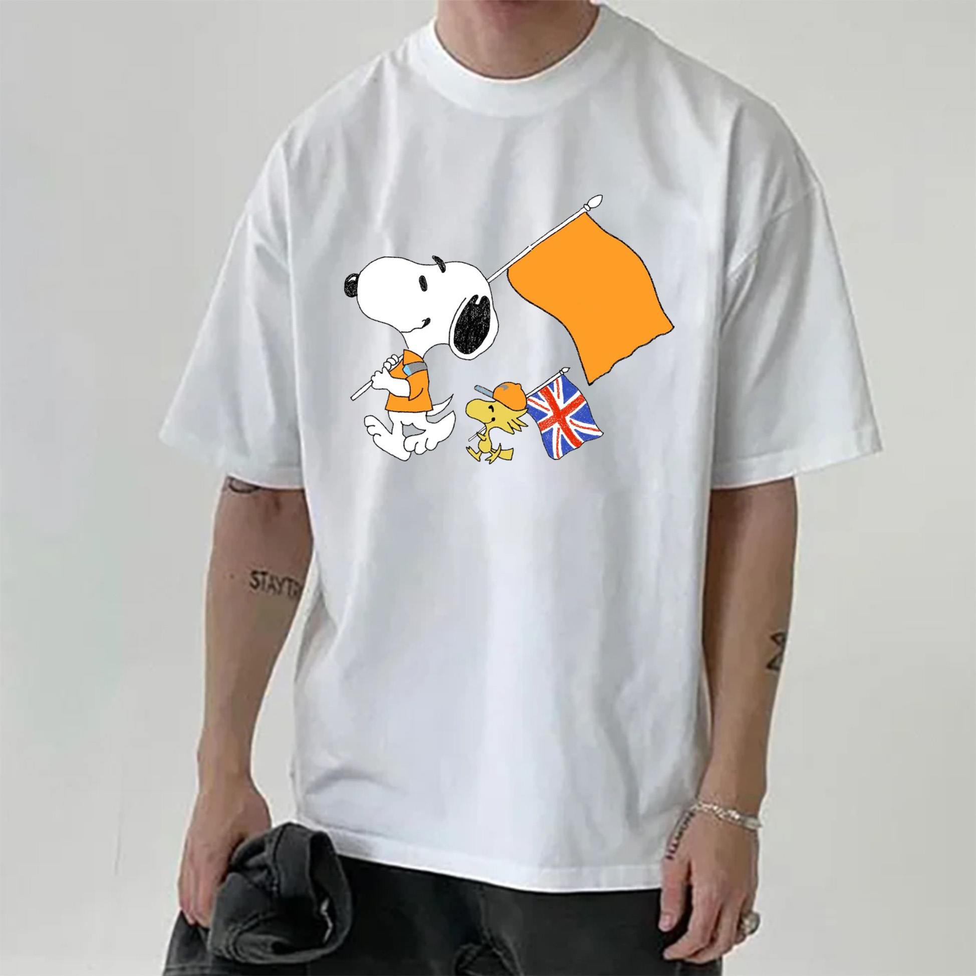 Casual Retro Street Racing Printed Short Sleeves 21