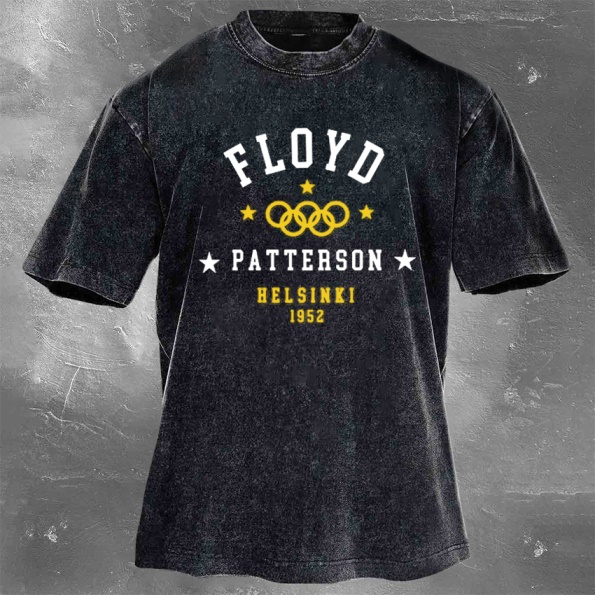 Classic Popular Boxing Star Print Washed Retro Short Sleeves 12