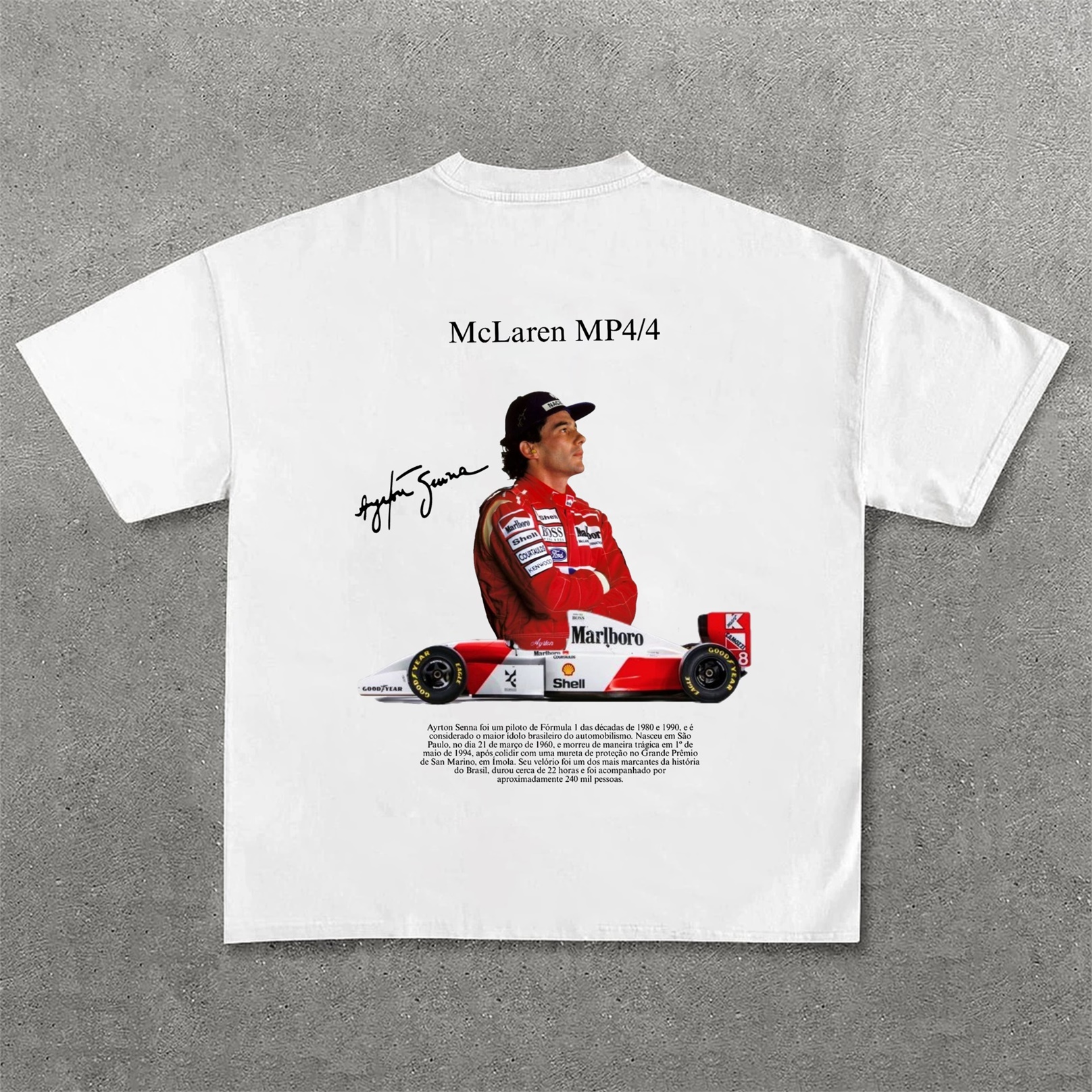 Legendary Racing Driver Aryton Senna Street Print Cotton T-Shirt 04