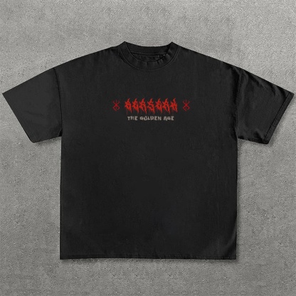 Dark Anime Print Pure Cotton Casual Short Sleeves 04