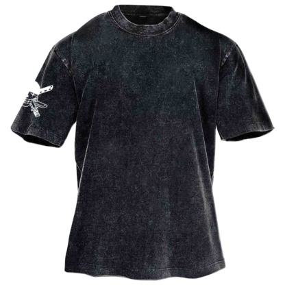 Classic Popular Anime Print Retro Washed Short Sleeves 05