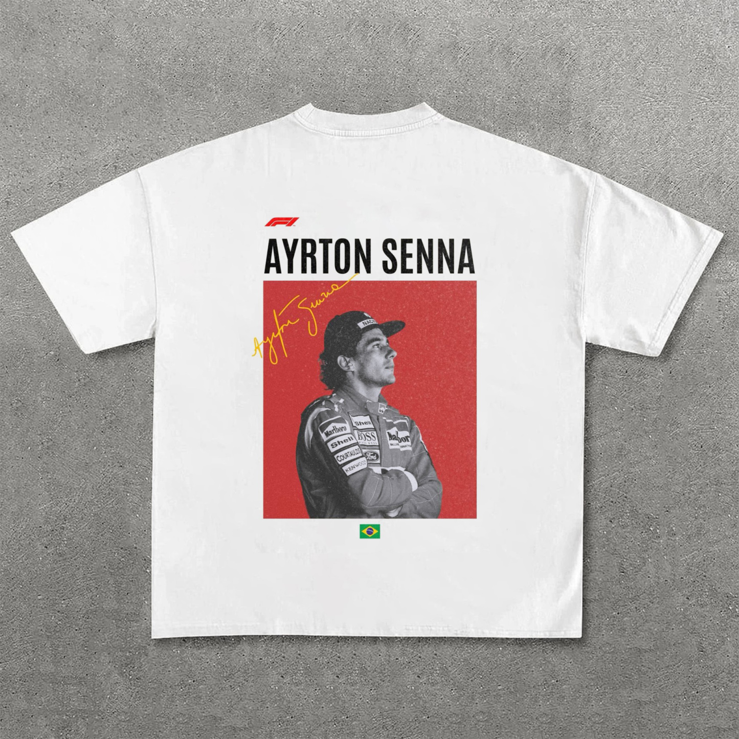 Classic Ayrton Senna Street Print Pure Cotton Casual Short Sleeves 04