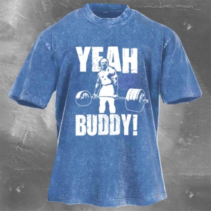 Fitness Print Washed Vintage Short Sleeves 14