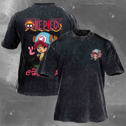 Classic Popular Anime Print Retro Washed Short Sleeves 07