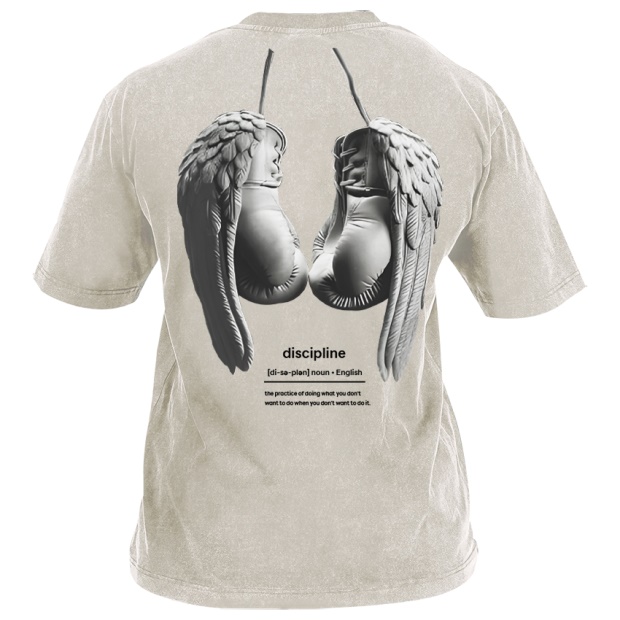 Street Fitness Boxing Print Washed Vintage Short Sleeve 01