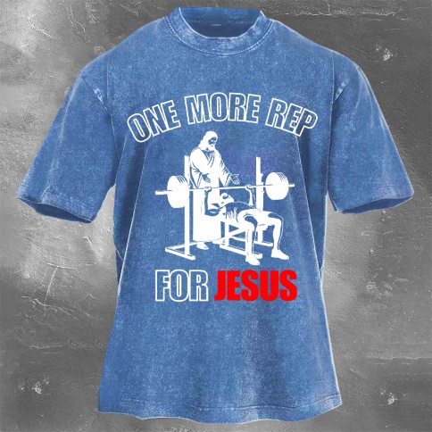 Fitness Print Washed Vintage Short Sleeves 16