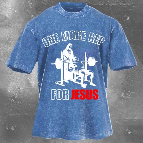 Fitness Print Washed Vintage Short Sleeves 16