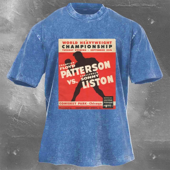 Classic Popular Boxing Star Print Washed Retro Short Sleeves 19