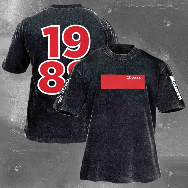 Popular Racing Driver Print Washed Retro Casual T-Shirt 02