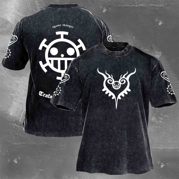 Classic Popular Anime Print Retro Washed Short Sleeves 02