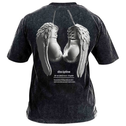 Street Fitness Boxing Print Washed Vintage Short Sleeve 01