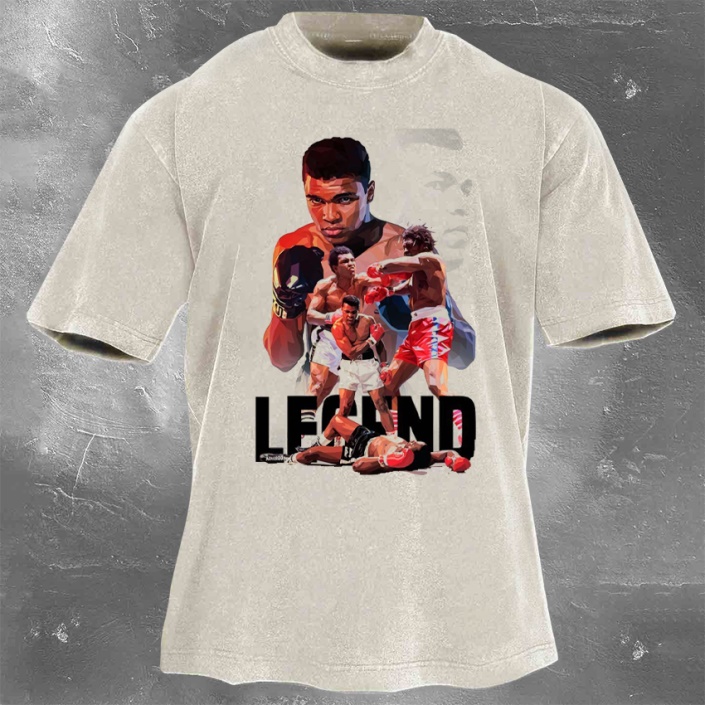 Muhammad Ali Printed Washed Retro Casual Short Sleeves 03