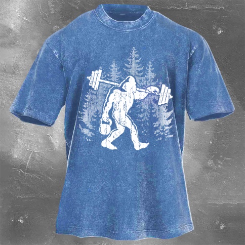 Fitness Print Washed Vintage Short Sleeves 10