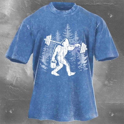 Fitness Print Washed Vintage Short Sleeves 10