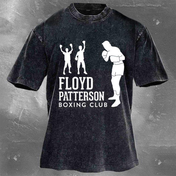Classic Popular Boxing Star Print Washed Retro Short Sleeves 14