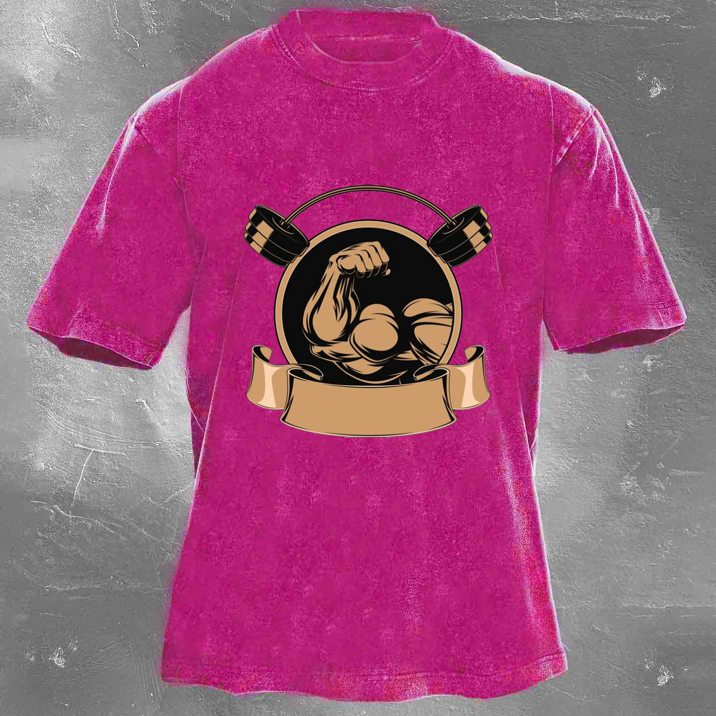 Personalized Fitness Pattern Printing Men's Washed T-shirt