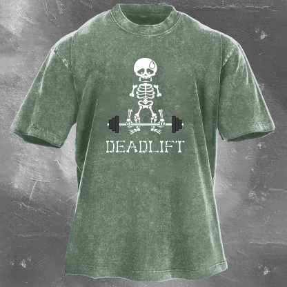 DEADLIFT Skeleton Men's washed T-shirt