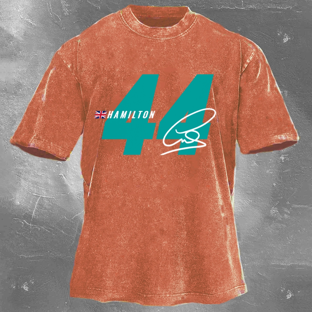 Racing Driver Print Retro Washed Casual T-Shirt 01