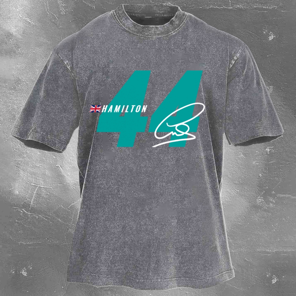 Racing Driver Print Retro Washed Casual T-Shirt 01