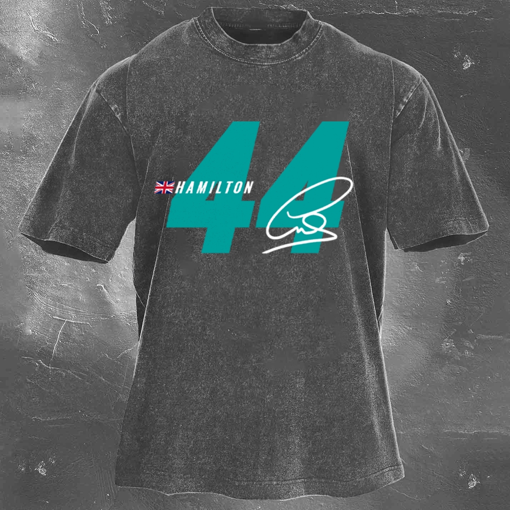 Racing Driver Print Retro Washed Casual T-Shirt 01