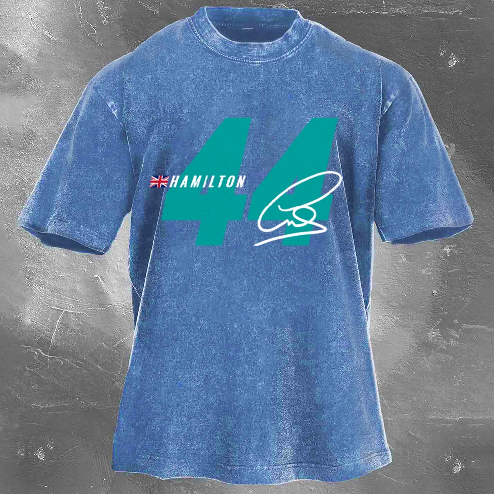 Racing Driver Print Retro Washed Casual T-Shirt 01