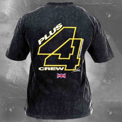 Racing Driver Print Retro Washed Casual T-Shirt 02
