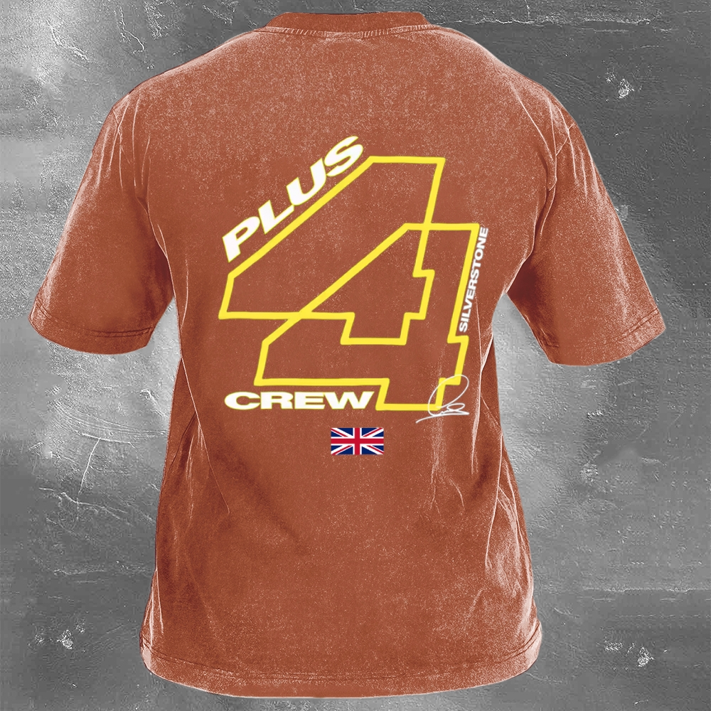 Racing Driver Print Retro Washed Casual T-Shirt 02