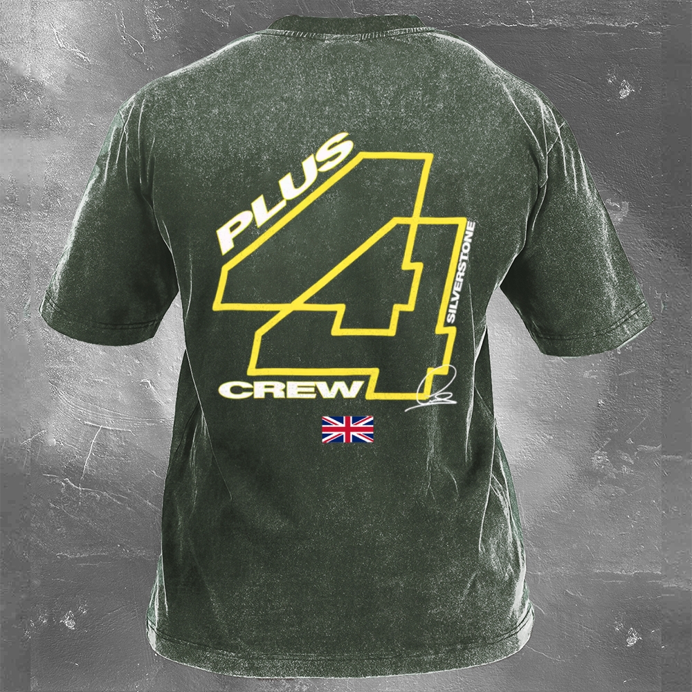 Racing Driver Print Retro Washed Casual T-Shirt 02