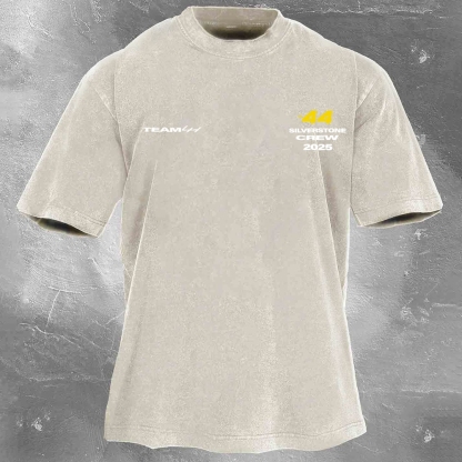 Racing Driver Print Retro Washed Casual T-Shirt 02