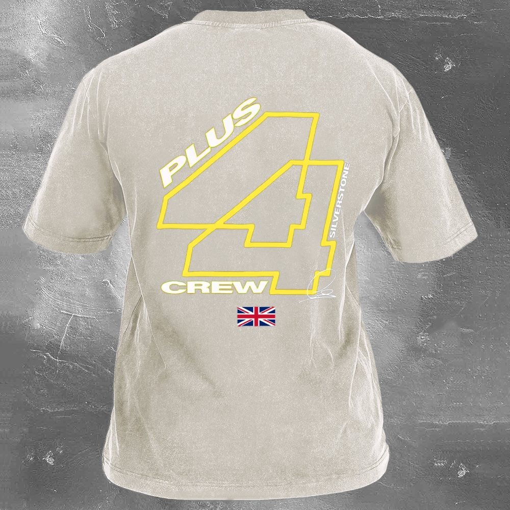 Racing Driver Print Retro Washed Casual T-Shirt 02