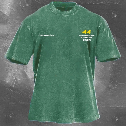 Racing Driver Print Retro Washed Casual T-Shirt 02