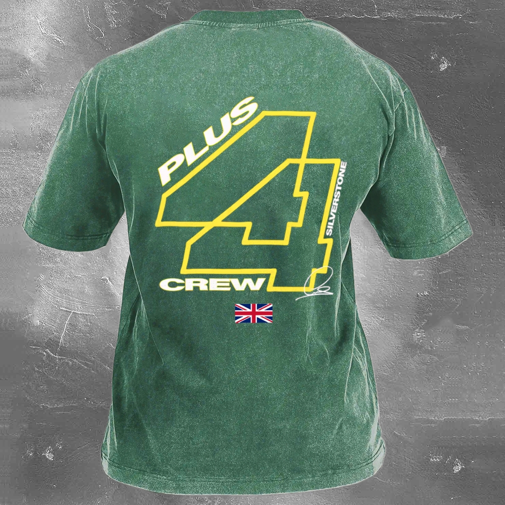 Racing Driver Print Retro Washed Casual T-Shirt 02