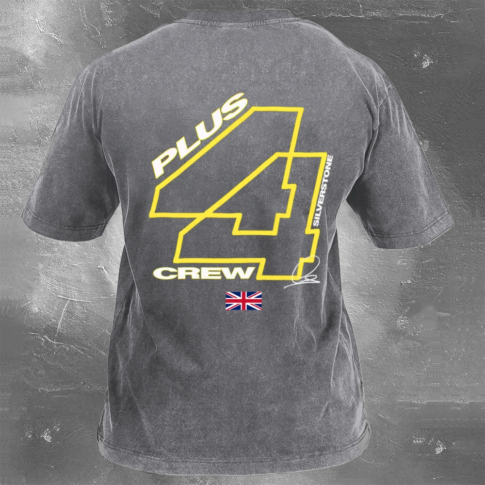 Racing Driver Print Retro Washed Casual T-Shirt 02