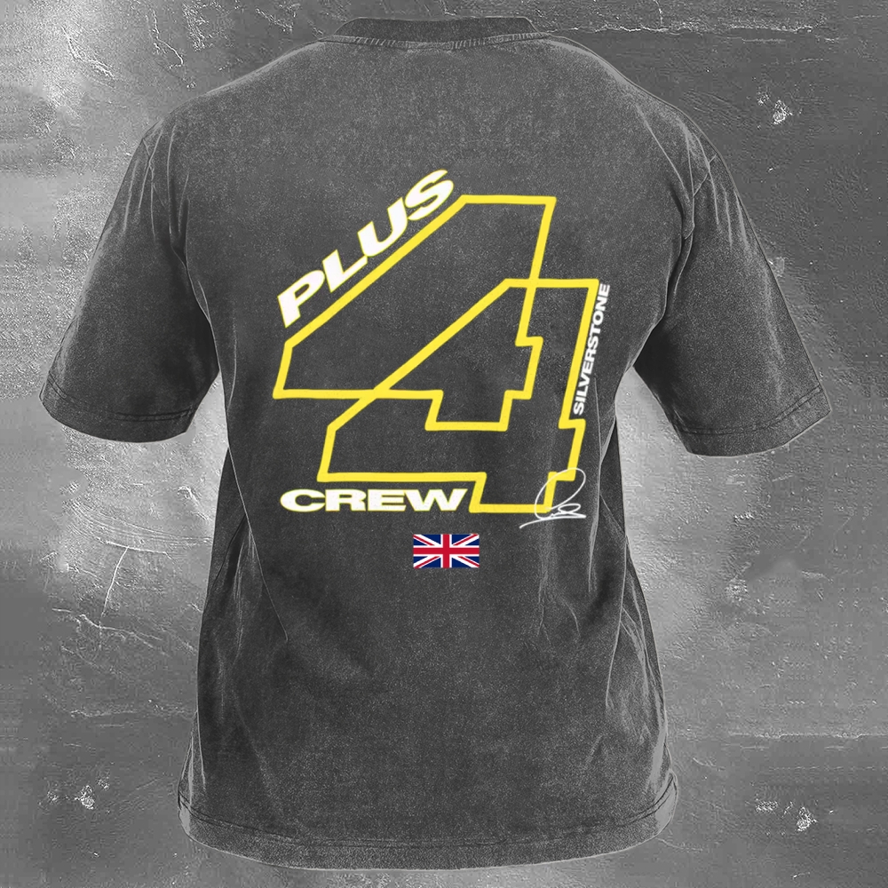 Racing Driver Print Retro Washed Casual T-Shirt 02