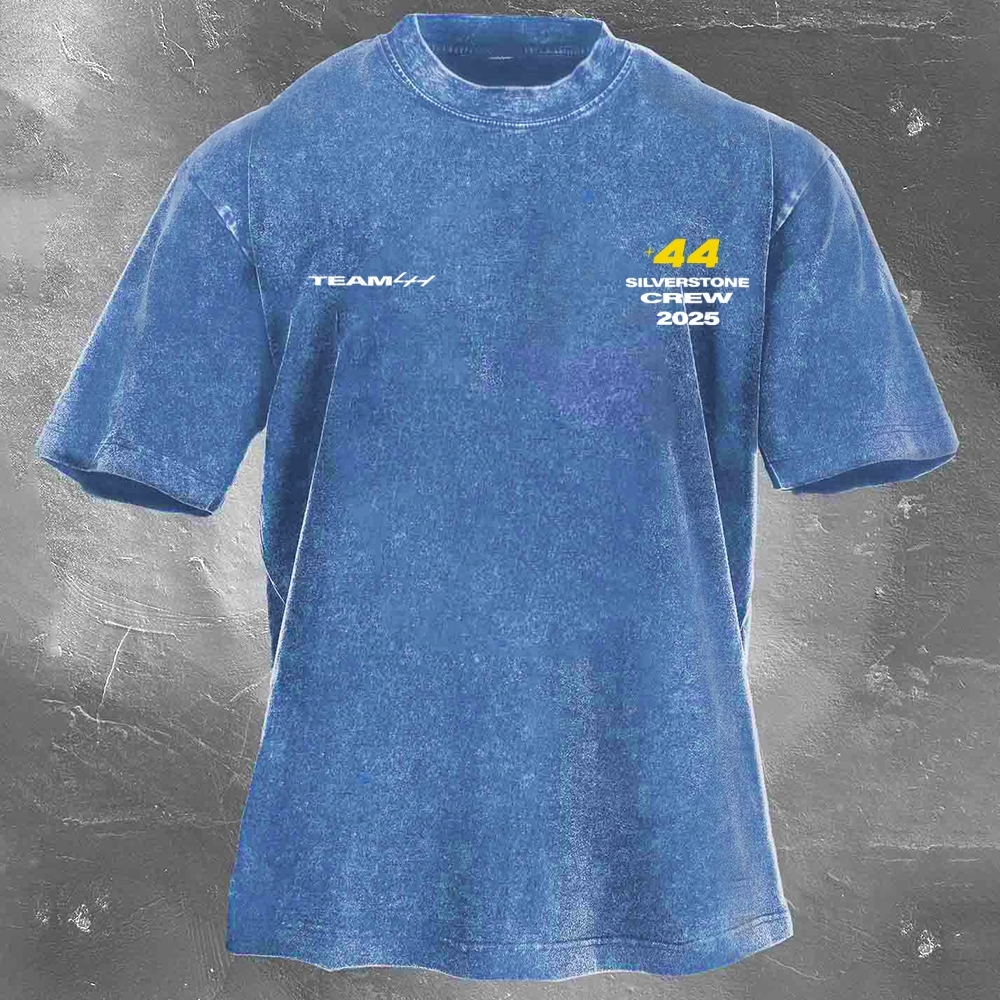 Racing Driver Print Retro Washed Casual T-Shirt 02