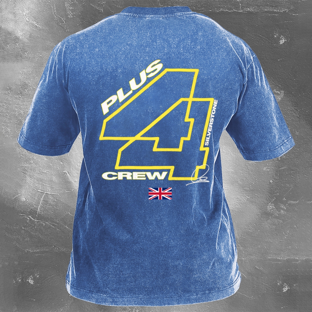 Racing Driver Print Retro Washed Casual T-Shirt 02