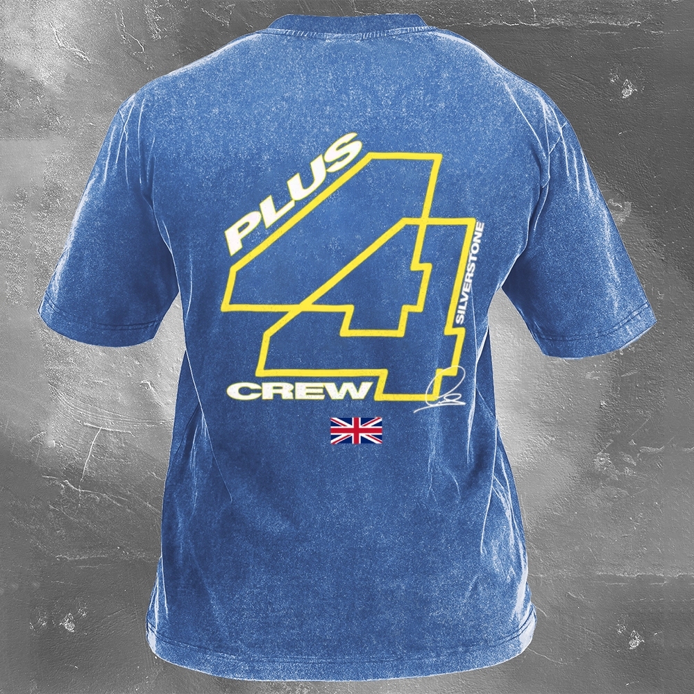 Racing Driver Print Retro Washed Casual T-Shirt 02