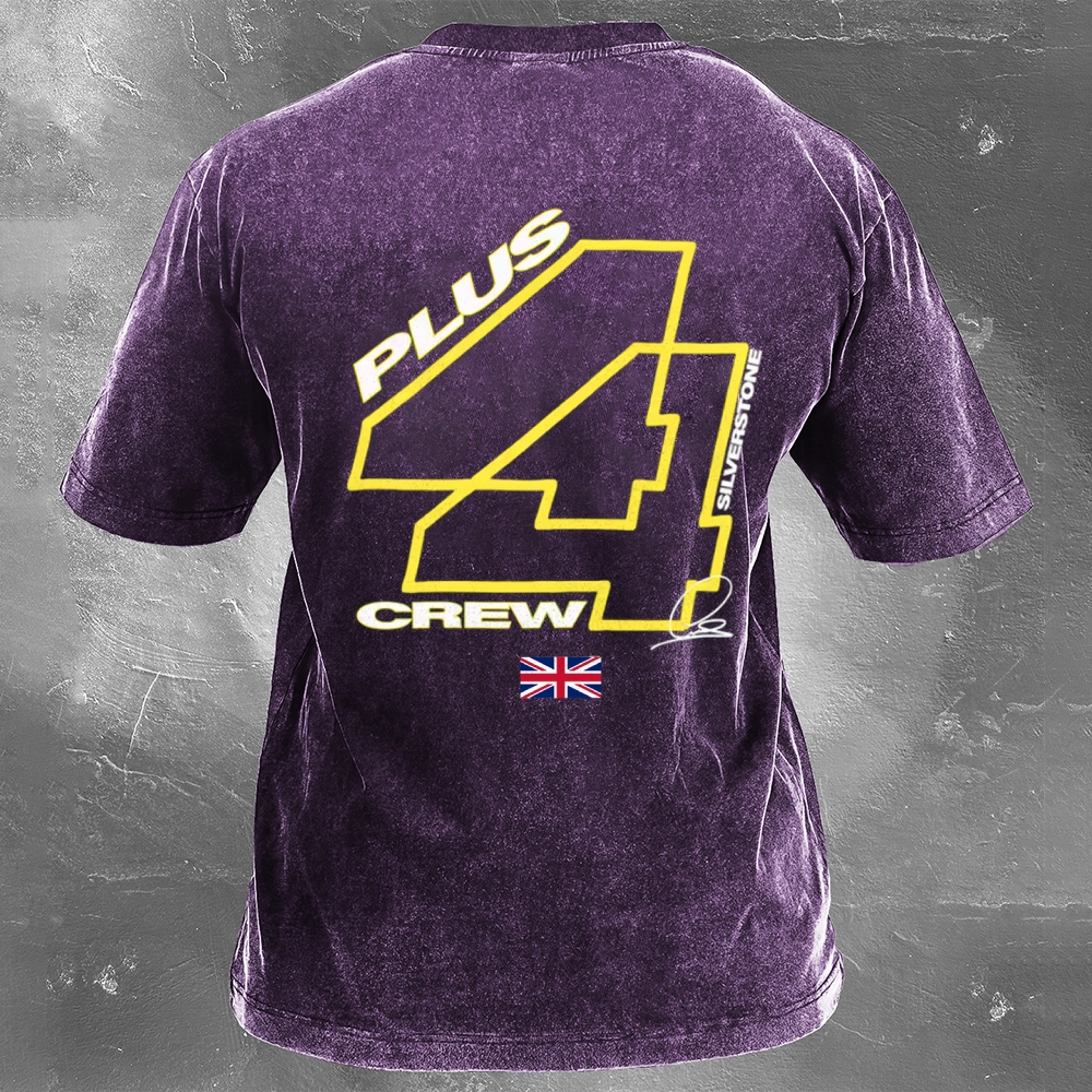 Racing Driver Print Retro Washed Casual T-Shirt 02