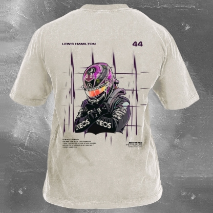 Racing Driver Print Retro Washed Casual T-Shirt 03